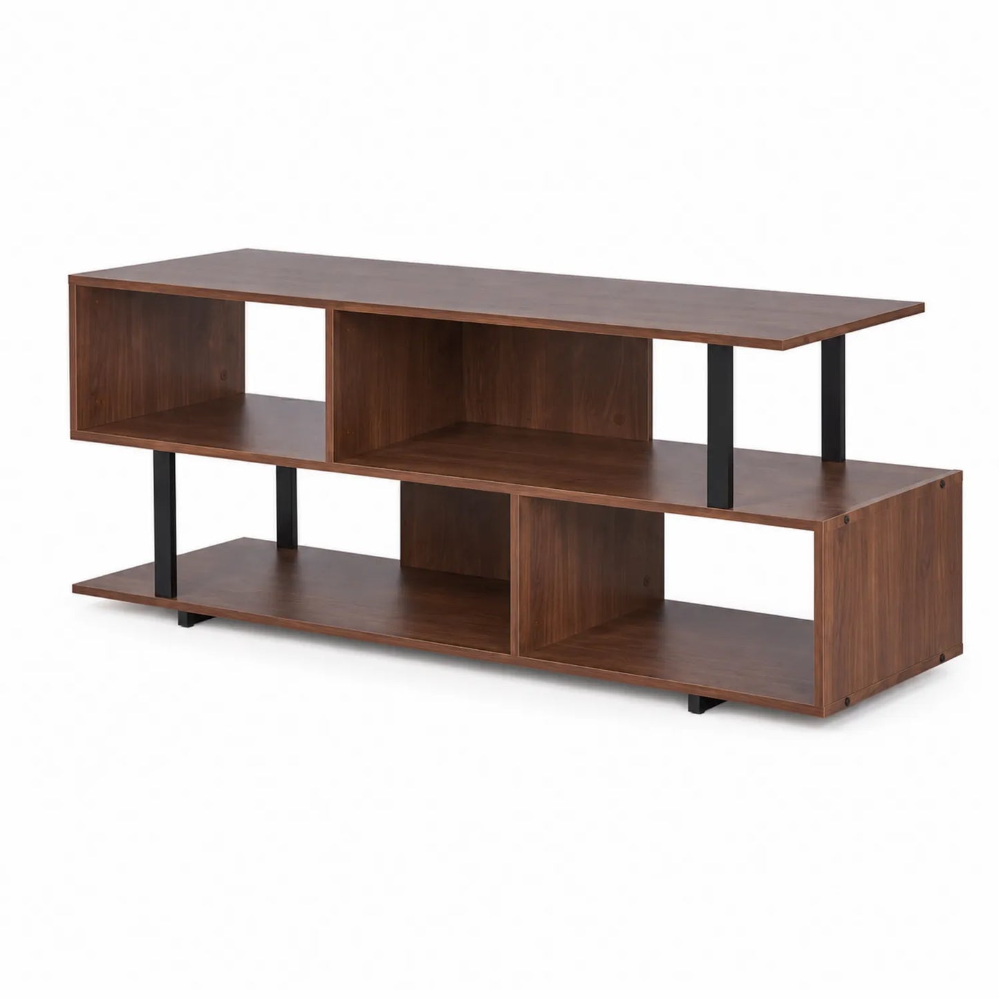 TV-Möbel Holzoptik mit Regalsystem 120 cm Braun Schwarz