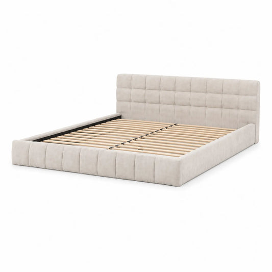 Polsterbett Beige Massivholz 200x180 cm