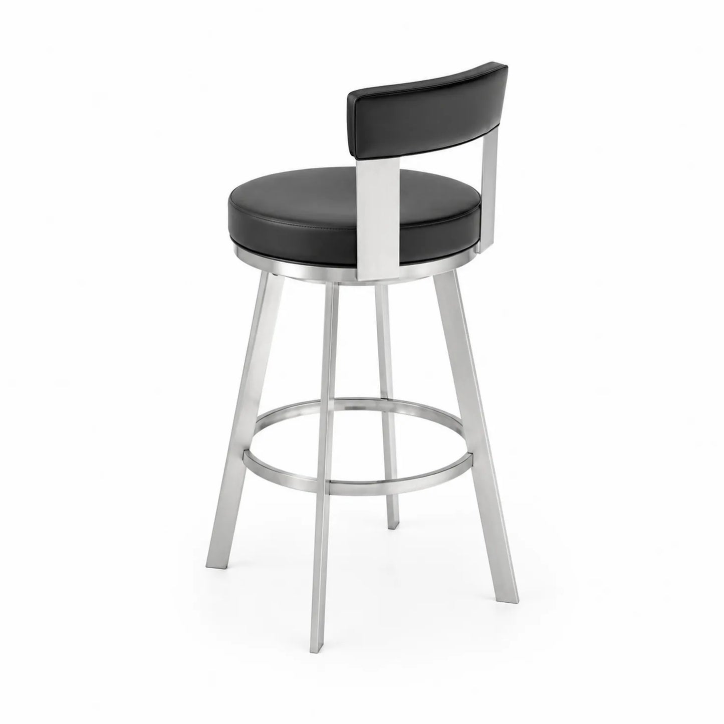 Barhocker Edelstahl Schwarzes Kunstleder
