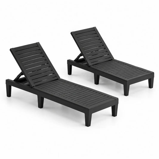 2er-Set Sonnenliegen aus Kunststoff Schwarz