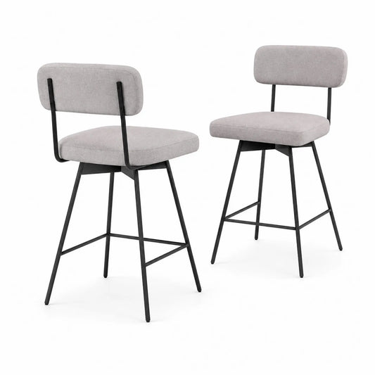 2er-Set Barhocker Stoff Grau Stahlrahmen 100cm