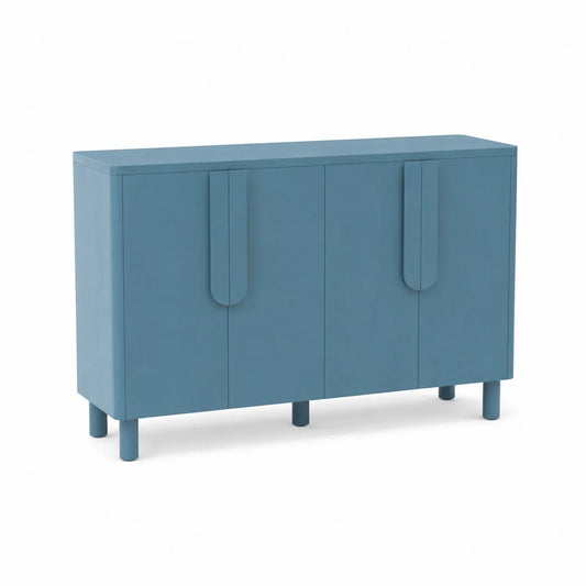 Blaues Sideboard mit 3 Holztüren 150x35x75 cm